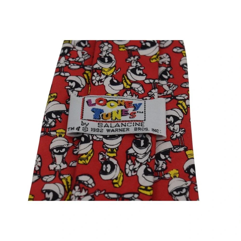 VTG Looney Tunes Marvin the Martian Balancine 1992‎ Silk Necktie Cartoon Red